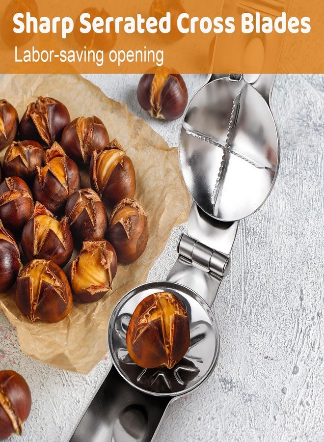 Sanchamy أداة تقطيع الكستناء المطورة، فتاحة كستناء من الفولاذ المقاوم للصدأ، أداة كسر جوز محمولة، أداة كسر الكستناء والجوز مع قطعتين من المعاول وقطعتين لحماية الأصابع - Image 2