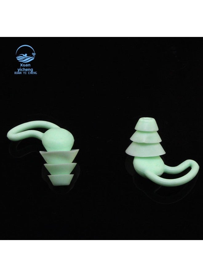 Generic Silicone Earplugs Noise Reduction Earplugs Shark Fin Three-layer Earplugs Soft Office Lunch Break Sleep Soundproof Earplugs Wholesale-Color:Green One Pair Without Packaging  - Image 1