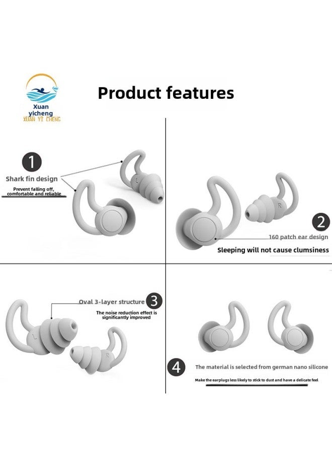 Generic Silicone Earplugs Noise Reduction Earplugs Shark Fin Three-layer Earplugs Soft Office Lunch Break Sleep Soundproof Earplugs Wholesale-Color:Green One Pair Without Packaging  - Image 4