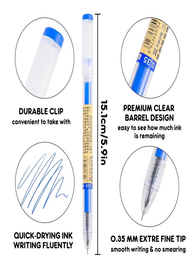 RIANCY 12 Pack Blue Gel Ink Pens, 0.35mm Extra Fine Point, Smooth Writing Rollerball Pens, Japanese Style Quick Dry No Smear No Bleed Ballpoint Pens for Journaling Note Taking Office School Supplies - Image 3
