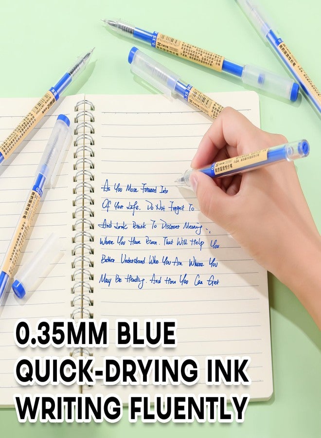 RIANCY 12 Pack Blue Gel Ink Pens, 0.35mm Extra Fine Point, Smooth Writing Rollerball Pens, Japanese Style Quick Dry No Smear No Bleed Ballpoint Pens for Journaling Note Taking Office School Supplies - Image 2