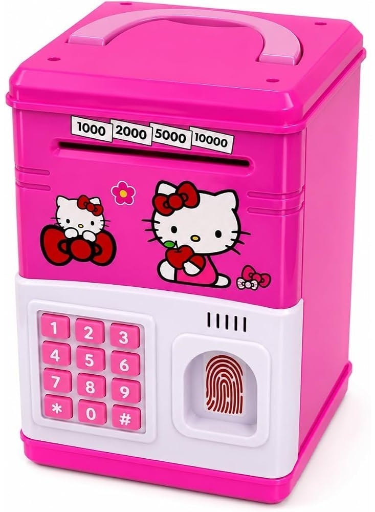 هالو كيتي Piggy Bank Electronic Mini ATM for Kids Toy, Safe Money Saving Box Coin Banks Password Code Lock for Children, Boys Girls Ideal Gift - Image 1