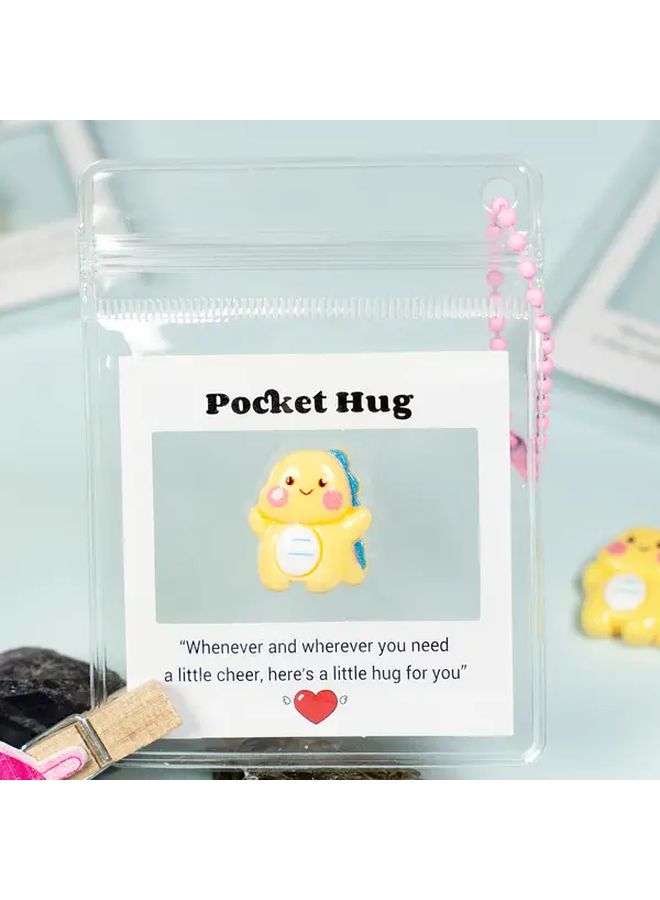 5pcs Cute Resin Dinosaur Pocket Hug Cards Portable Encouragement Gifts With Messages - Image 5