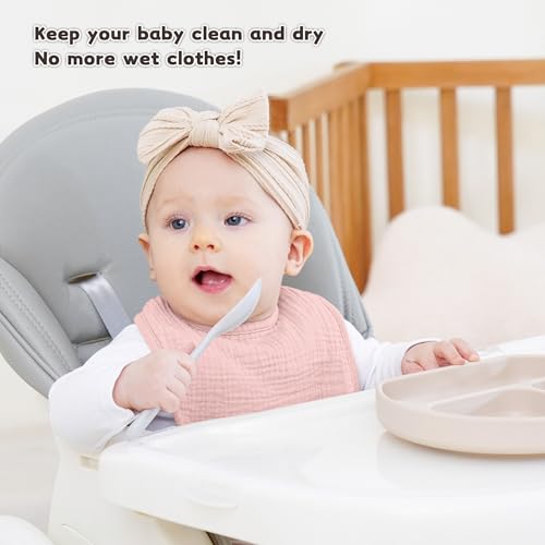 Susurration Muslin Baby Drool Bibs 10Pack Soft Square Adjustable Bandana Bibs for Unisex Baby Girls & Boys (Pink) - Image 2