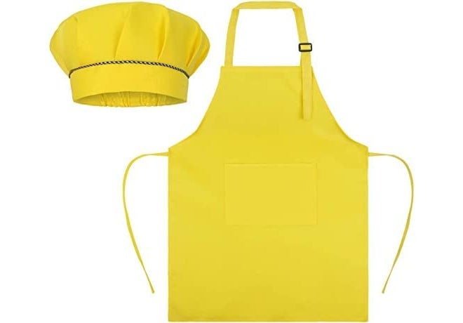 MODERNAZ Kids Apron and Hat Set Children Chef Apron for Cooking Baking Painting - Image 1