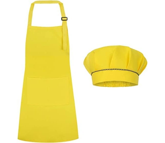MODERNAZ Kids Apron and Hat Set Children Chef Apron for Cooking Baking Painting - Image 2