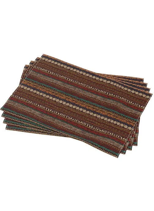 Cango Home Brown Ethnic African Patterned Digital Printing Placemat Set of 4 CGH1261-AS