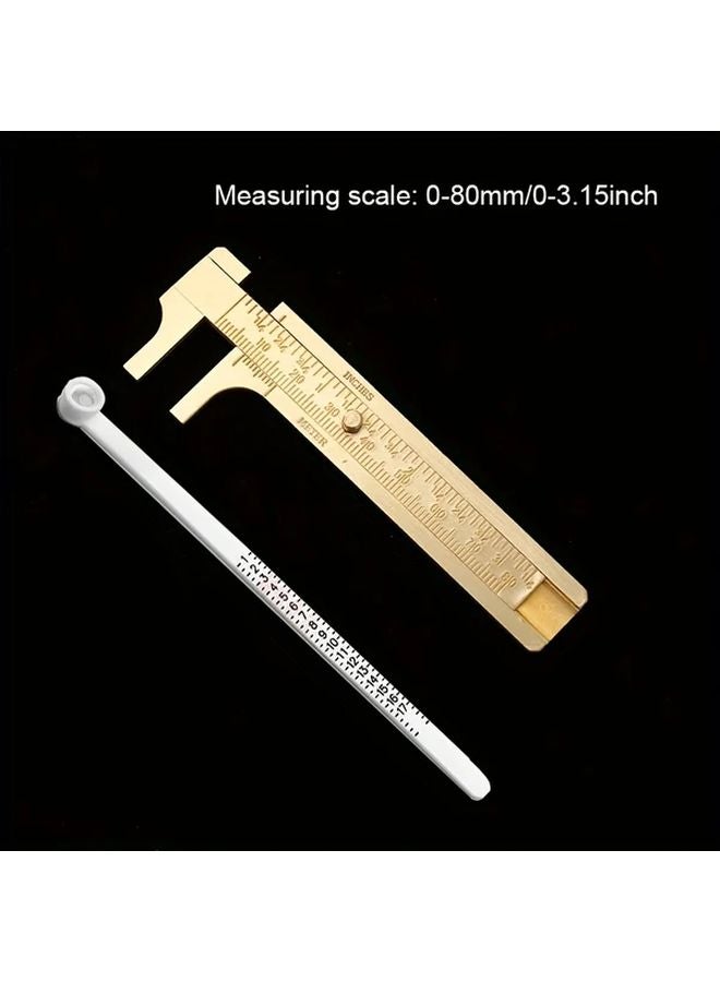 Bronze 0 80mm Vernier Caliper And Ring Sizer Set For Jewelry Measurement - Image 1