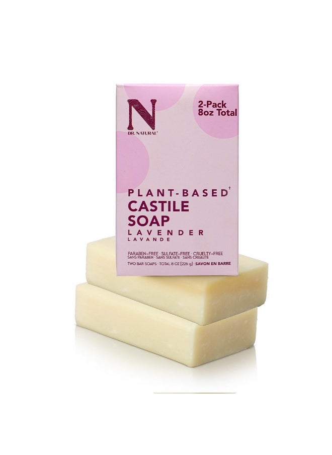 Dr. Natural - Dr. Natural Castile Bar Soap - Multipurpose Soap Bar with Anti-Acne Properties - For Face, Body and Hair - Sensitive Skin Body Wash - Lavender - 2 pcs - Image 1