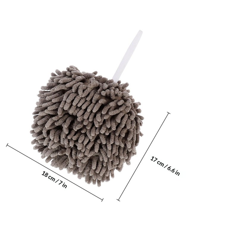 Chenille Quick Dry Hanging Hand Towel Ball Absorbent Kitchen Bathroom Smoke Gray - Image 3