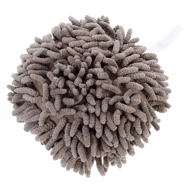 Chenille Quick Dry Hanging Hand Towel Ball Absorbent Kitchen Bathroom Smoke Gray - Image 2