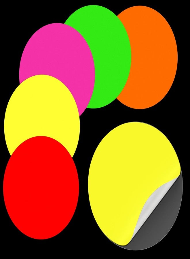 Whaline 30Pcs 8 Inch Neon Colored Round Stickers Glow in The Dark Self-Adhesive VBS Decals for Christian Party Bible Vacation School Decor DIY Crafts Supplies - Image 1