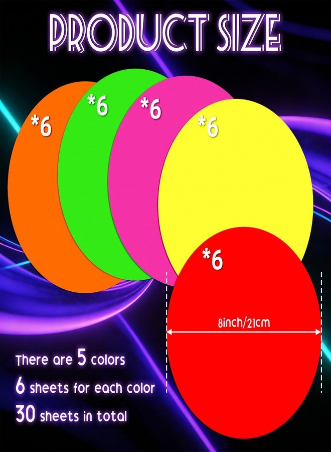 Whaline 30Pcs 8 Inch Neon Colored Round Stickers Glow in The Dark Self-Adhesive VBS Decals for Christian Party Bible Vacation School Decor DIY Crafts Supplies - Image 2