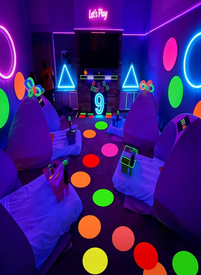 Whaline 30Pcs 8 Inch Neon Colored Round Stickers Glow in The Dark Self-Adhesive VBS Decals for Christian Party Bible Vacation School Decor DIY Crafts Supplies - Image 5