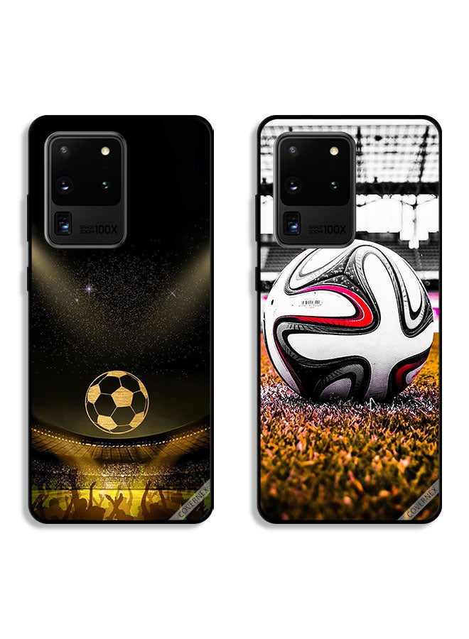 Covernex Two Cases For Samsung Galaxy S20 Ultra Protective Covers Black Retro Football - Image 1