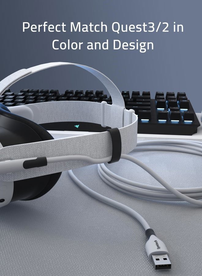 Link Cable 16FT Compatible with Meta/Oculus Quest 3/Quest 3S, Pico 4/Ultra Accessories VR Headset, High Speed Data Transfer Cord USB 3.0 Cable Type C LED Light for Gaming PC/Steam VR