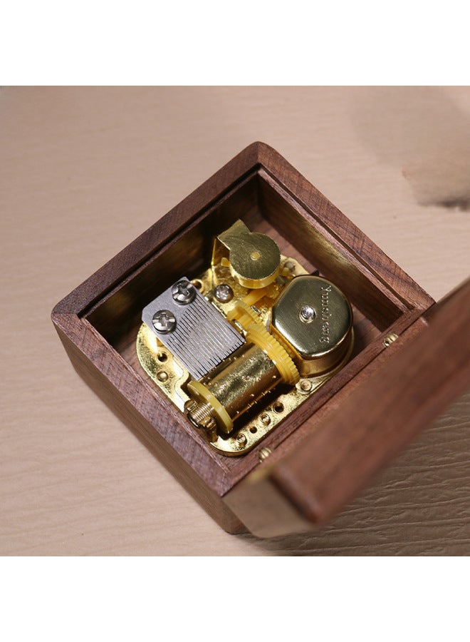 Feige Retro Walnut Winding Music Box Wooden Music Box Sky City Creative Gift Wholesale-Color:05 [beech] + Silver Movement-Dimensions:Music For Cannon - Image 4