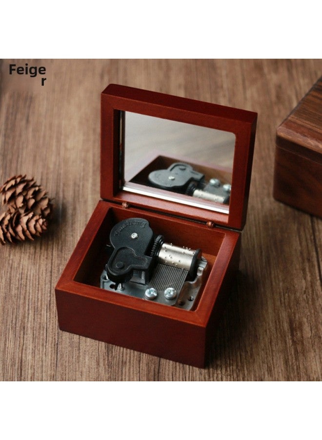 Feige Retro Walnut Winding Music Box Wooden Music Box Sky City Creative Gift Wholesale-Color:05 [beech] + Silver Movement-Dimensions:Music For Cannon - Image 1