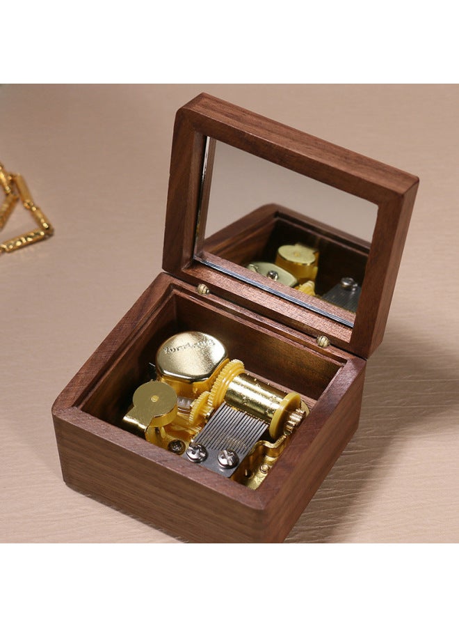 Feige Retro Walnut Winding Music Box Wooden Music Box Sky City Creative Gift Wholesale-Color:05 [beech] + Silver Movement-Dimensions:Music For Cannon - Image 3