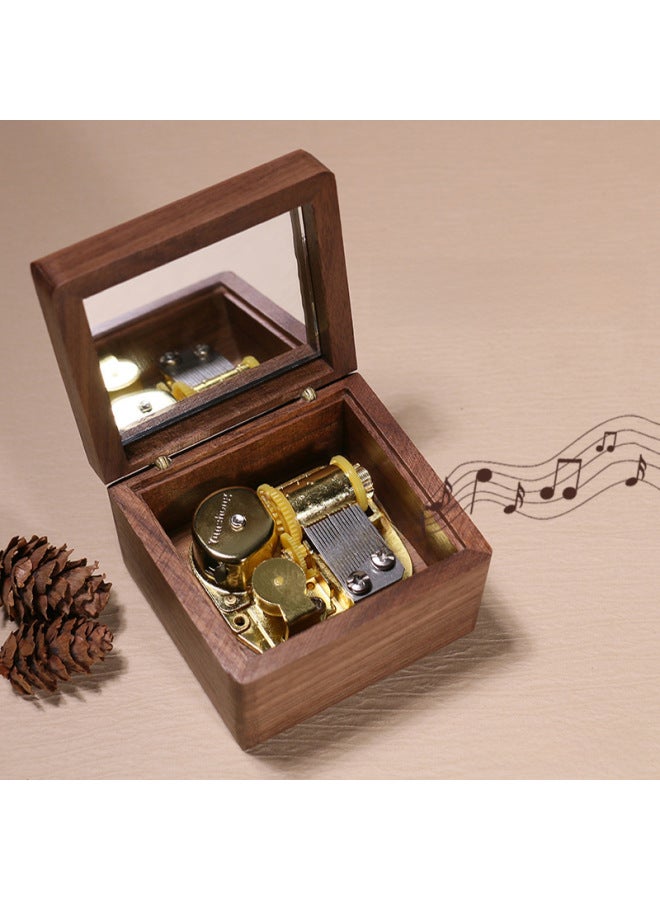 Feige Retro Walnut Winding Music Box Wooden Music Box Sky City Creative Gift Wholesale-Color:05 [beech] + Silver Movement-Dimensions:Music For Cannon - Image 2