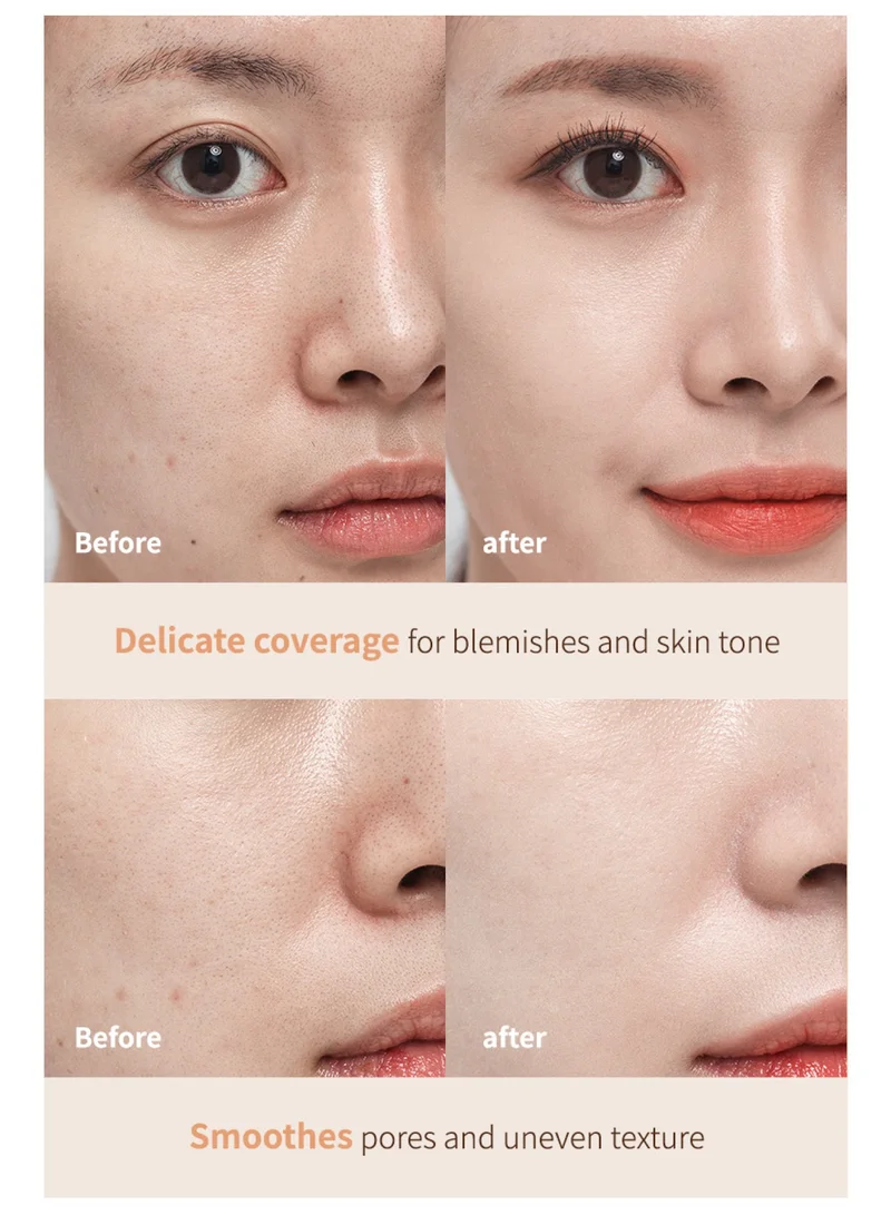تيرازين مجموعة مكياج كورية - برايمر أخضر مرطب للوجه بعامل حماية من أشعة الشمس SPF40 وكريم أساس سائل بلون بيج طبيعي - كريم تصحيح اللون وتغطية طويلة الأمد للبشرة الحساسة