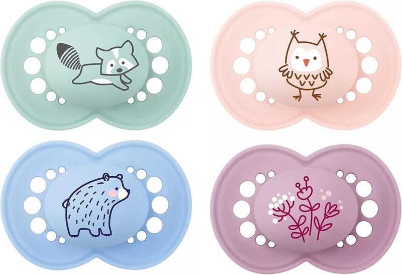 MAM Original Matte Baby Pacifier, Shape Helps Promote Healthy Oral Development, 4 Pack, Unisex, 6+ Months - Image 1