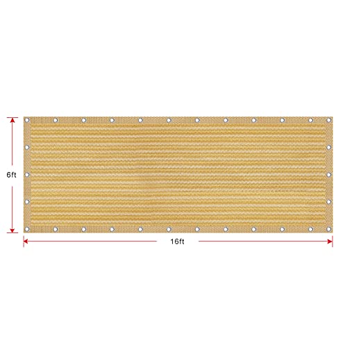 Shatex 90% Shade Fabric 6X 16ft Sun Shade Cloth Taped Edge with Grommets Sun-Block Mesh Shade for Pergola Cover Canopy Wheat, 12 Bungee Balls - Image 3