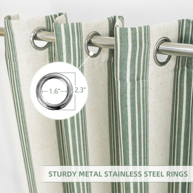 DriftAway Chris Linen Blackout Curtains with Thermal and Sound Reducing Layer 36 Inches Long for Bedroom Striped Printed Drapes Thermal Insulated Lined Window Treatments for Living Room Loden Green - Image 5
