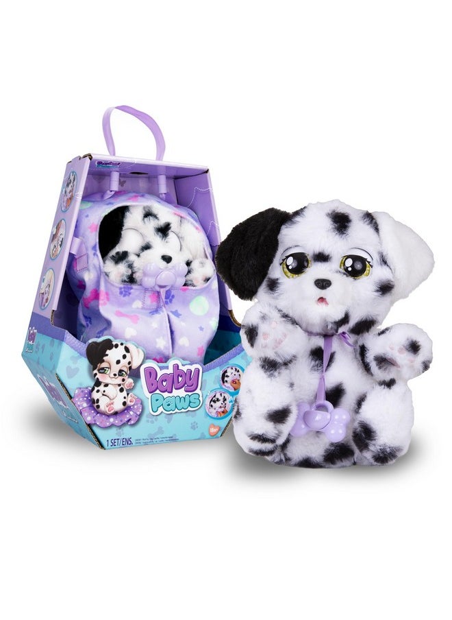 Baby Paws Baby Paws Dalmatian Puppy Toy with Cute Swaddle Bag|Scan QR Code for More Interactive Roleplay,Pretend Play Toy|That Make 5 Adorable Sounds Kids Toys for Ages 4+ |Birthday Gift for Pet Lovers -22 cm  - Image 1