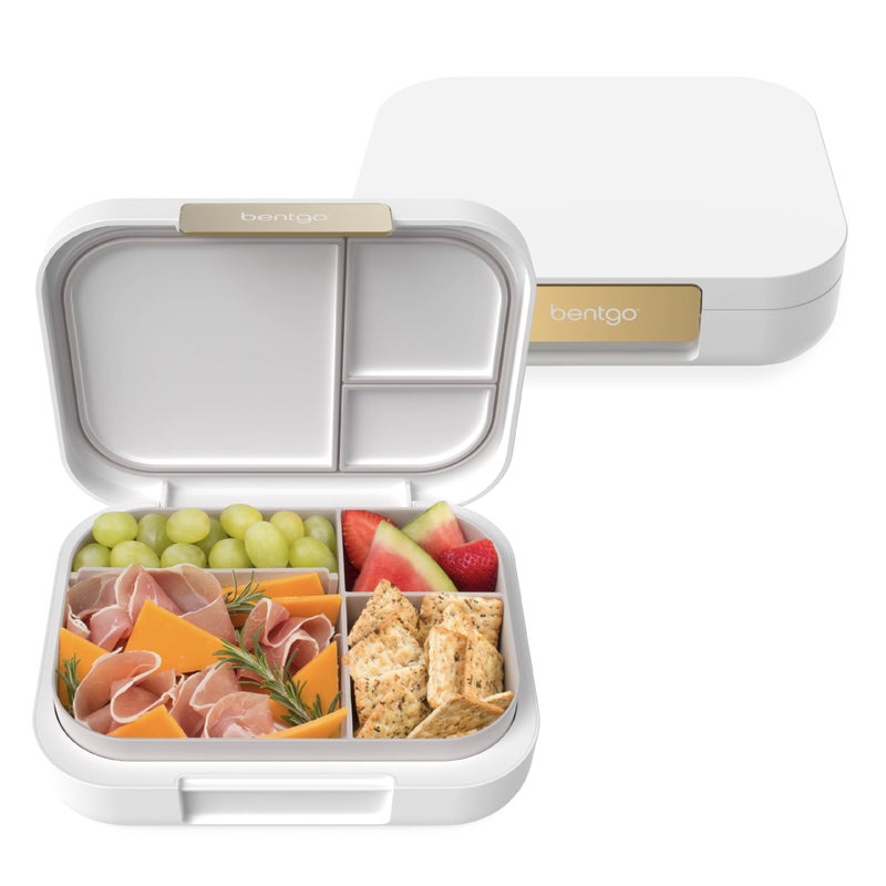 Bentgo Modern - Adult & Teen Bento Lunch Box; 3-4 Compartments, Leak-Resistant, 5.5 Cup Capacity/44 fl oz, Improved Locking Clips, Reusable, BPA-Free, Dishwasher/Microwave Safe Tray (White) - Image 1