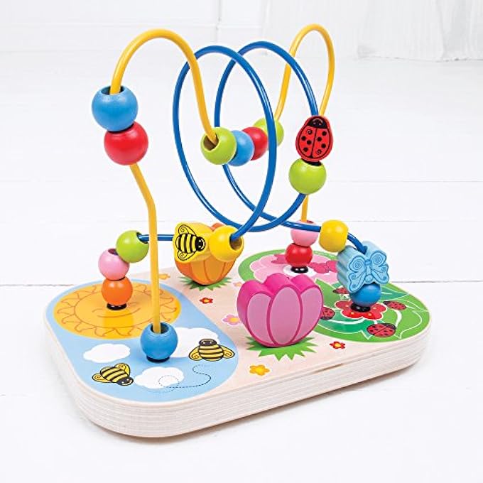 WOODEN FLOWER BEAD MAZE TOY FOR KIDS, INCLUDES WOODEN FRAME AND COLORFUL BEADS - Image 2