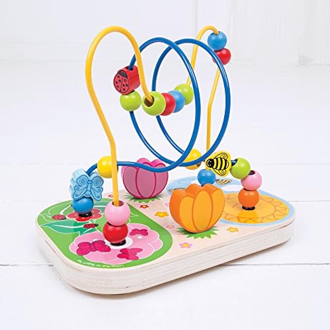 WOODEN FLOWER BEAD MAZE TOY FOR KIDS, INCLUDES WOODEN FRAME AND COLORFUL BEADS - Image 3