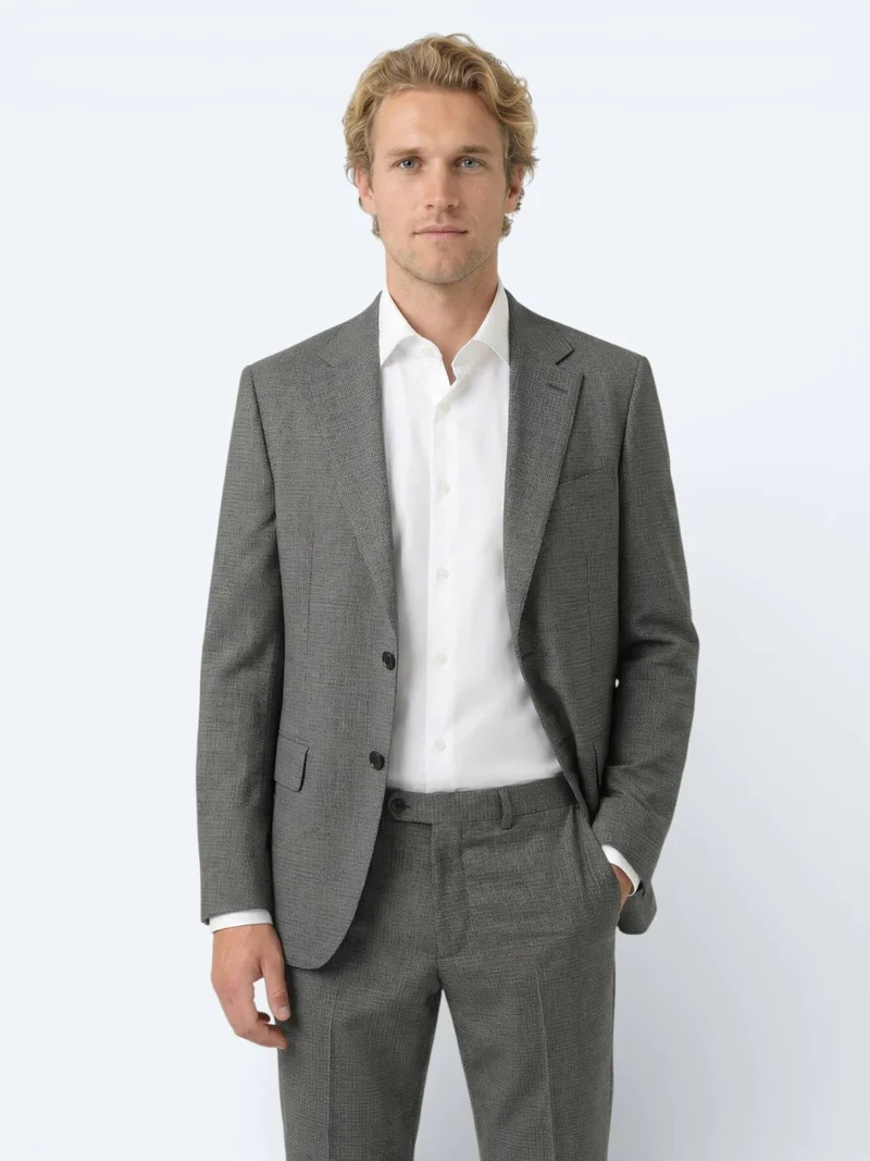 Kip Grey Striped Modern Fit 100% Wool Suit
