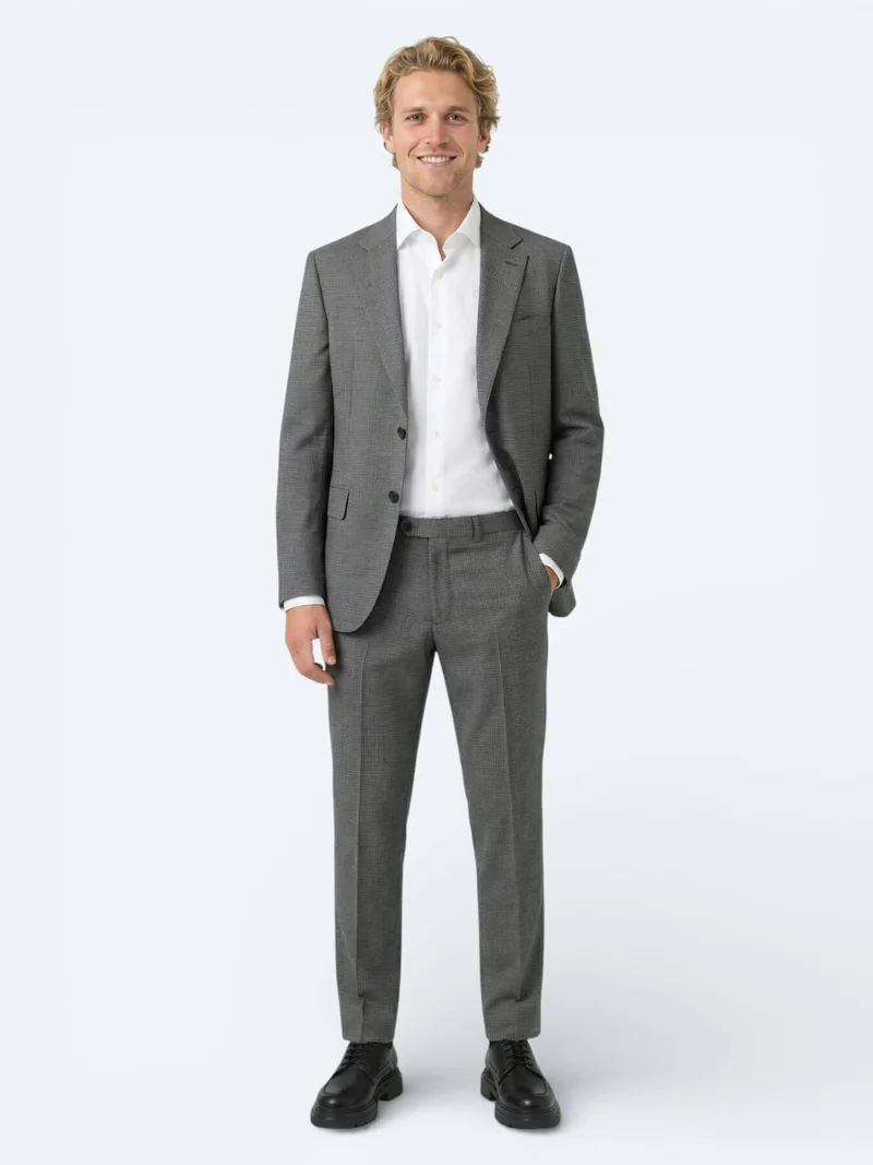Kip Grey Striped Modern Fit 100% Wool Suit