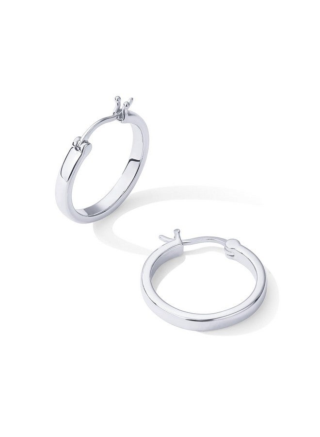 بافوا أقراط PAVOI النسائية المطلية بالذهب عيار 14 قيراطًا - أقراط دائرية خفيفة الوزن من الفضة الإسترلينية 925 من الذهب الأبيض - Image 2