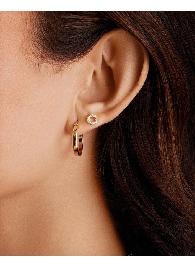 بافوا أقراط PAVOI النسائية المطلية بالذهب عيار 14 قيراطًا - أقراط دائرية خفيفة الوزن من الفضة الإسترلينية 925 من الذهب الأبيض - Image 1