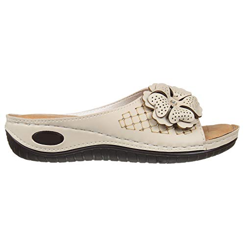 XE Looks Women's Cream Orthopedic Doctor Slippers | Floral Design with Cushioned Footbed | Lightweight Comfort Doctor Slippers For Girls & Women - Image 4