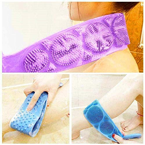 LOZOX Silicone Body Back Scrubber Double Side Bathing Brush for Skin Deep Cleaning Massage Dead Skin Removal Exfoliating Belt for Shower Easy to Clean Lathers Well for Men Women Multicolor - Image 4