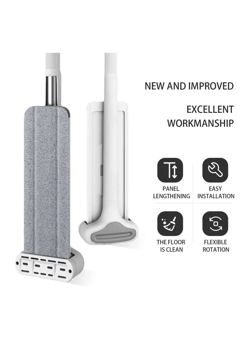 KASTWAVE ممسحة تنظيف الأرضيات ذاتية العصر 360 درجة بدون استخدام اليدين، ممسحة مسطحة - ألياف دقيقة مع 4 وسادات قابلة للغسل، غسيل يدوي مجاني للأرضيات الخشبية والنوافذ، أبيض - Image 4