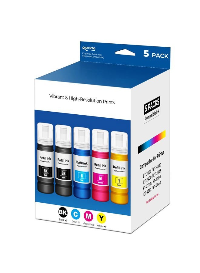 QIOCKTO 522 Refill Ink Bottle, 5 Pack(2BK C M Y) - Image 1