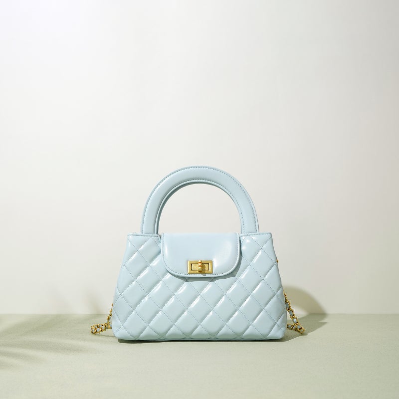 New Xiangjia Handbag Small Xiangfeng Vintage Cowhide Chain Bag Rhombic Small Square Bag Hand Bag Shoulder Crossbody Bag - Image 3