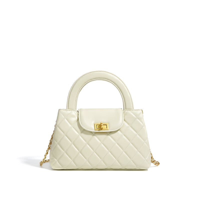 New Xiangjia Handbag Small Xiangfeng Vintage Cowhide Chain Bag Rhombic Small Square Bag Hand Bag Shoulder Crossbody Bag - Image 1