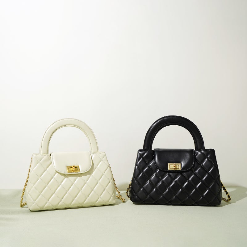 New Xiangjia Handbag Small Xiangfeng Vintage Cowhide Chain Bag Rhombic Small Square Bag Hand Bag Shoulder Crossbody Bag - Image 2