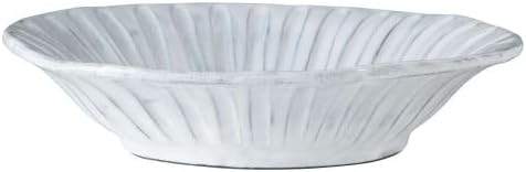 Vietri Vietri Incanto Stripe Pasta Bowl Soup Salad Spaghetti Server 925D Earthenware Dish White  - Image 1