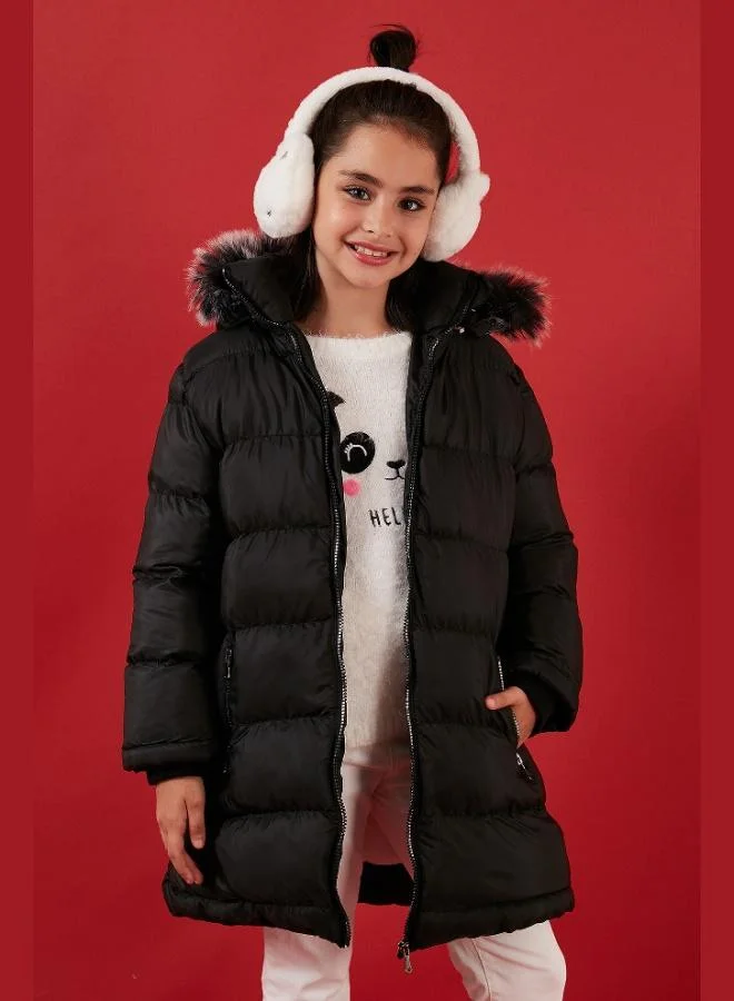 Lela Lela Girls' Waterproof Jacket with Plush Lining and Removable Hood (COAT 5761910)