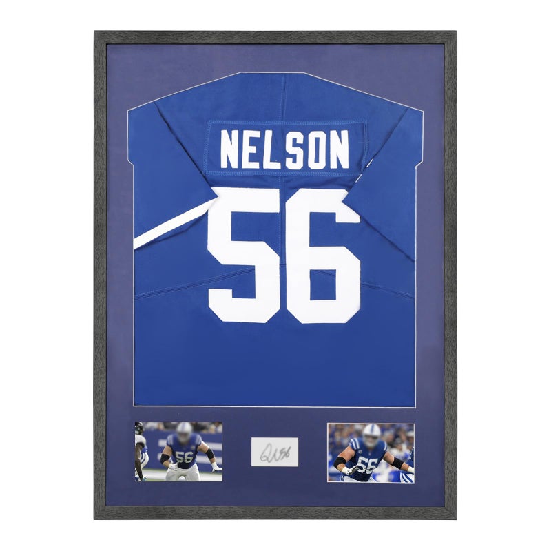 VERANI VERANI Jersey Frame Display Case with Tempered Glass  Shadow Box with Mat  Wall Mount Jersey Display Frame with Blue Mat for Baseball Basketball Soccer Hockey Sport Shirt and Uniform Black