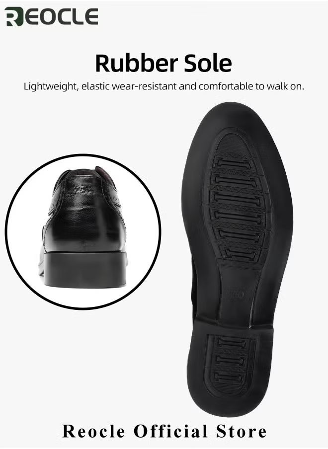 REOCLE Men's Leather Shoes Dress Shoes Formal Business Oxford Derby Shoes Brogue Wingtip Retro Dress Shoes Classic Modern Lace Up Leather Shoes for Men  - Image 4