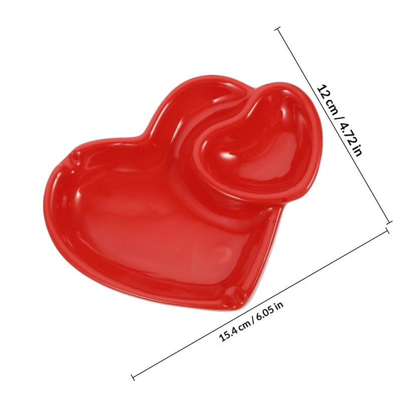 Red Heart Shaped Ceramic Ashtray Home Desktop Ash Holder Decorative Centerpiece - Image 3