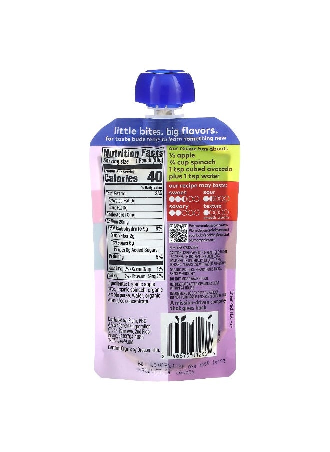 Plum Organics Plum Organics, Organic Baby Food, 6+ Months, Apple, Spinach + Avocado, 3.5 oz (99 g)  - Image 2