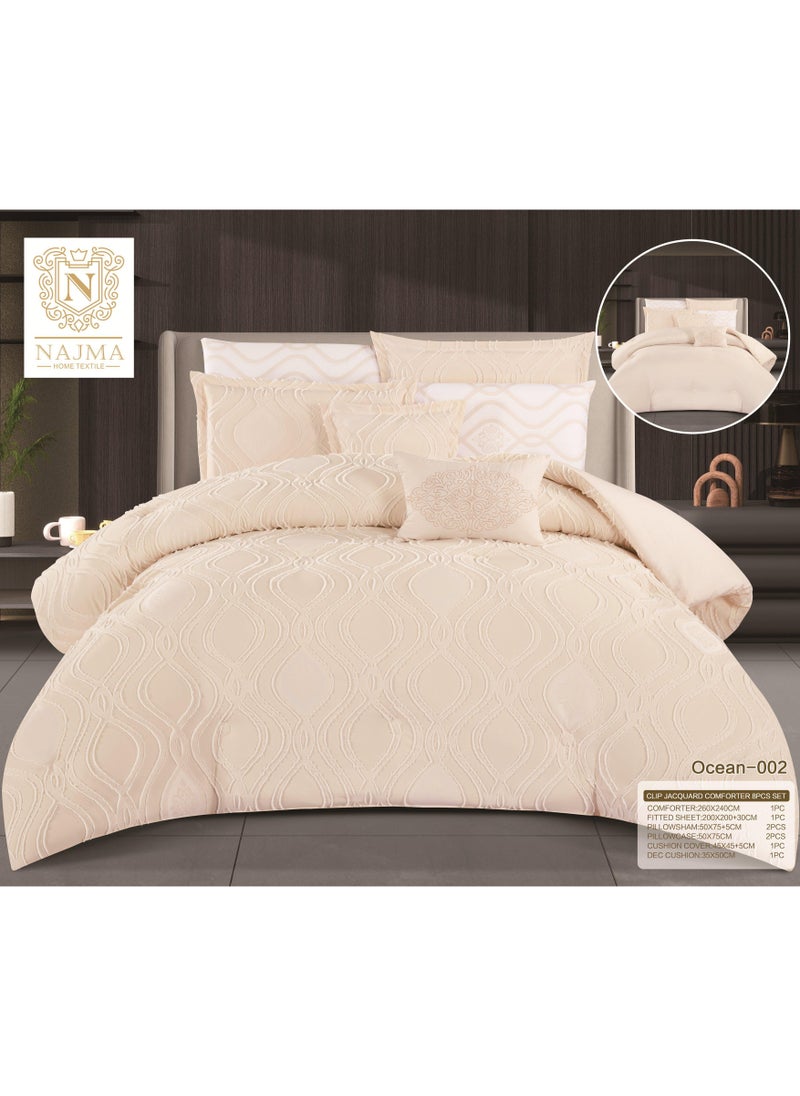 ريد روز طقم لحاف نفرين مفرش صيفي فخم حشوه وسط ممتازه ثابته مكون من 8قطع / king size240*260 